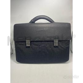 BORSA DA LAVORO PIQUADRO TESSUTO E PELLE NERA 42X3