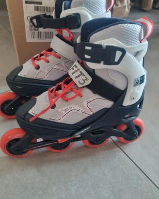OXELO Roller fitness bambino FIT3 grigio-rosso