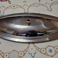 Vassoio chantall in acciaio e oro18-20 24k vintage