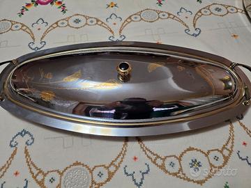 Vassoio chantall in acciaio e oro18-20 24k vintage