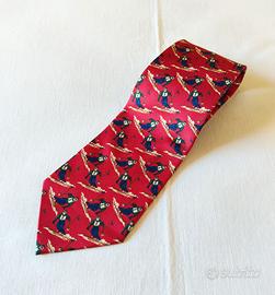 Cravatta Brunate con motivo sci, vintage anni '90