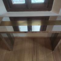 Consolle anni '70 in ottone e acciaio