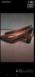 Eleganti scarpe Valleverde marroni pelle pitonata 