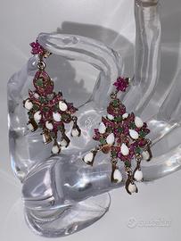 Orecchini 925 opali smeraldi rubini vintage