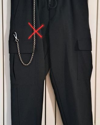 Pantalone nero, cargo uomo, tg M