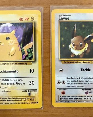 Carte pokemon Pikachu e Eevee perfette