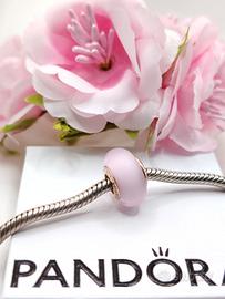 Charm originale pandora murano rosa opaco oro 14k