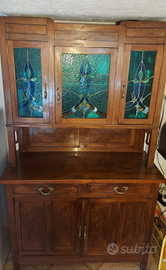 Antica credenza triestina - legno e vetro lavorato