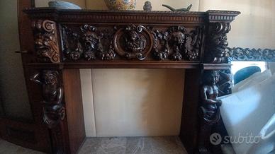 mantello del camino in noce