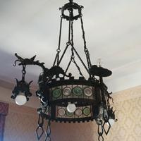 Lampadario stile fiorentino in ferro battuto