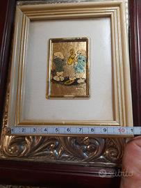 Quadretto puffi foglia oro 23k