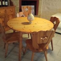 tavolo rotondo allungabile in pino di Svezia con 5