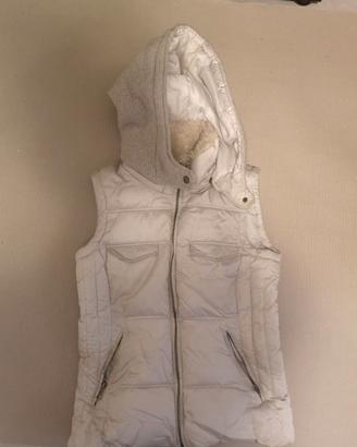 Giacca smanicata donna beige/grigio