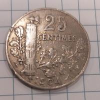 4 monete 25 centesimi del  1904 - 1905