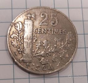 4 monete 25 centesimi del  1904 - 1905