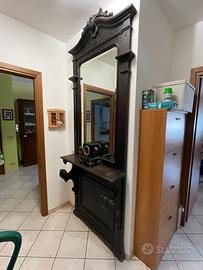 Specchiera antica in legno massello + 2 sedie