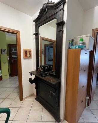 Specchiera antica in legno massello + 2 sedie