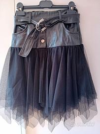 Gonna nera ragazza 10 anni: Balza ecopelle + Tulle