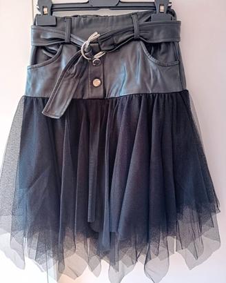 Gonna nera ragazza 10 anni: Balza ecopelle + Tulle