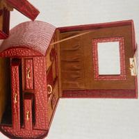 Cofanetto Portagioie in pelle cocco bordeaux