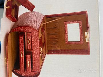 Cofanetto Portagioie in pelle cocco bordeaux