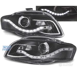 FARI AUDI A4 B7 LUCE DIURNA A LED FONDO NERO 04-07