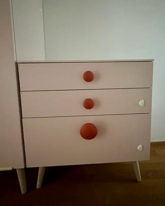 Cassettiera Lops Bambina rosa