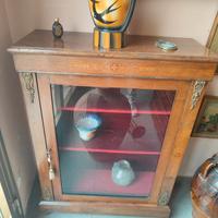 servante vetrinetta in legno antica in noce