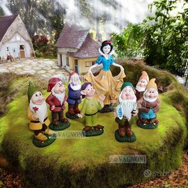 Biancaneve 7 nani da giardino in resina h 32-50
