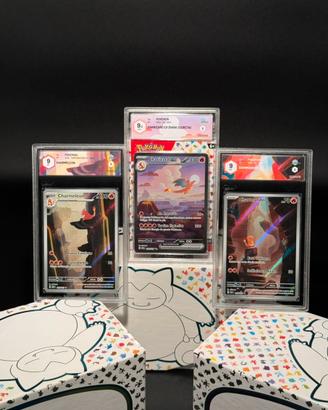 Trio Charmander, Charmeleon, Charizard Graad 9/9.5