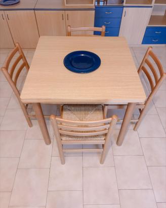 Tavolo 90*90 a libro Rovere + 6 sedie Rovere