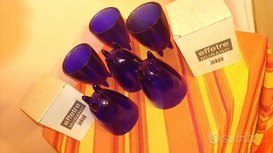 Bicchieri murano effetre vintage blu