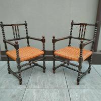 coppia di poltroncine / sedie antiche in legno