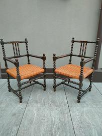 coppia di poltroncine / sedie antiche in legno