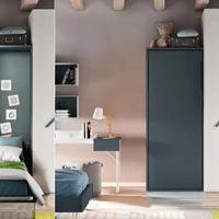 Letto a scomparsa singolo verticale blu