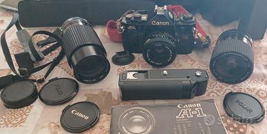 canon a1 reflex + obiettivi, borsa ed accessori
