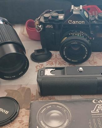 canon a1 reflex + obiettivi, borsa ed accessori