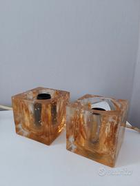 Coppia di lampade cubo poliarte Murano