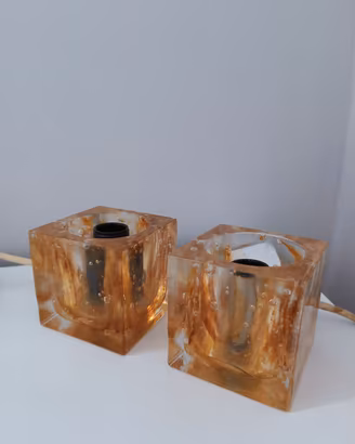 Coppia di lampade cubo poliarte Murano
