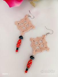 artigianato orecchini pendenti uncinetto 