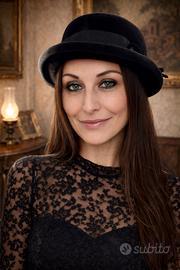 Antico cappello bombetta donna anni 20 feltro