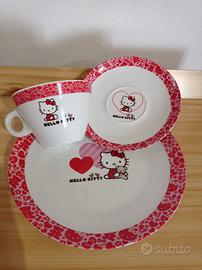 Tazza con piattino +piatto piano grande Hello Kitt