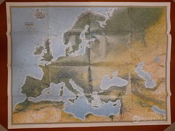 Mappa fisica dell'Europa. 100 cm x 77  cm. Nationa