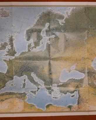 Mappa fisica dell'Europa. 100 cm x 77  cm. Nationa
