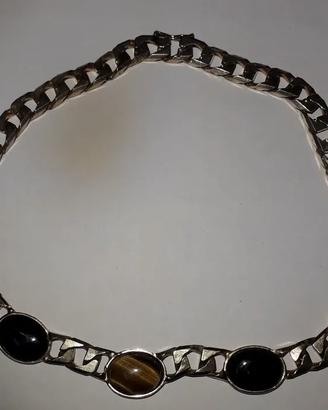 Collana vintage con pietre dure cabochon