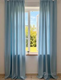 Coppia di Tende Azzurro Cielo Effetto Satin150x250