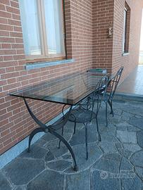 tavolo esterno ferro battuto e cristallo