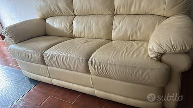Divano 3 posti in pelle beige