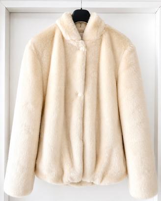 Giacca Donna Pelliccia  Bianca Con Cappuccio