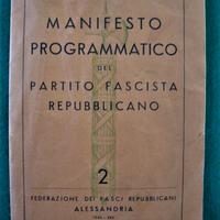 Libretto d'epoca "MANIFESTO PROGRAMMATICO DEL PFR"